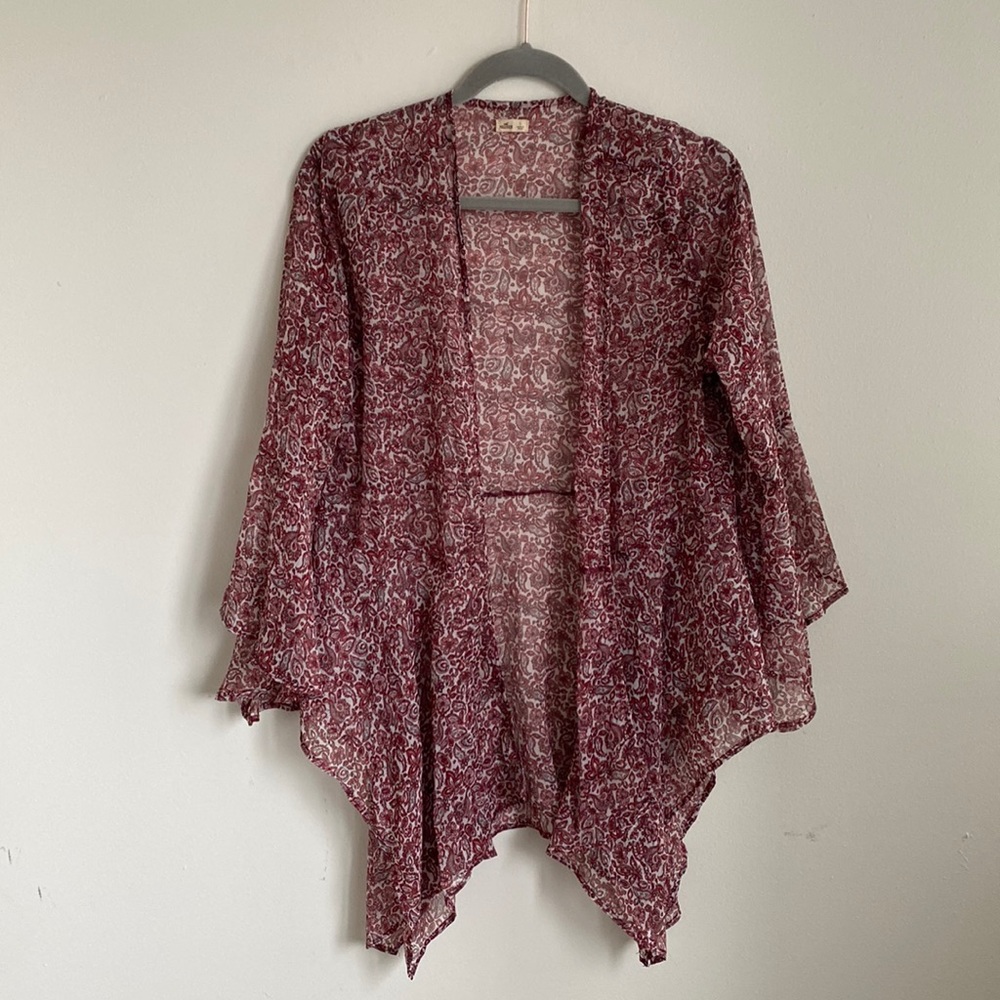 Hollister Red Patterned Kimono